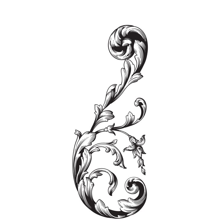 Ornamen barok klasik. Elemen desain dekoratif filigree.
