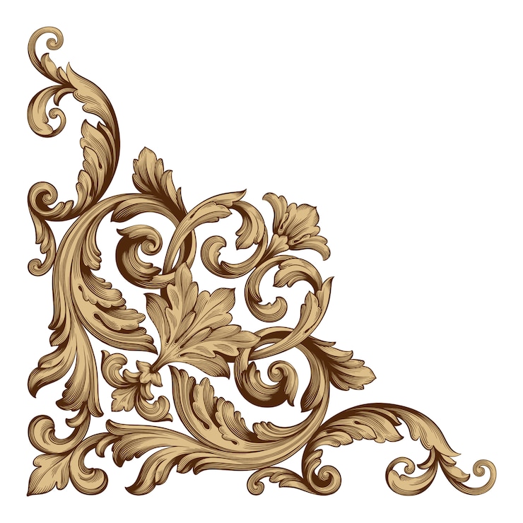Ornamen barok klasik. Elemen desain dekoratif filigree.