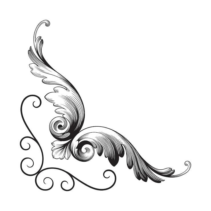 Ornamen barok klasik. Elemen desain dekoratif filigree.