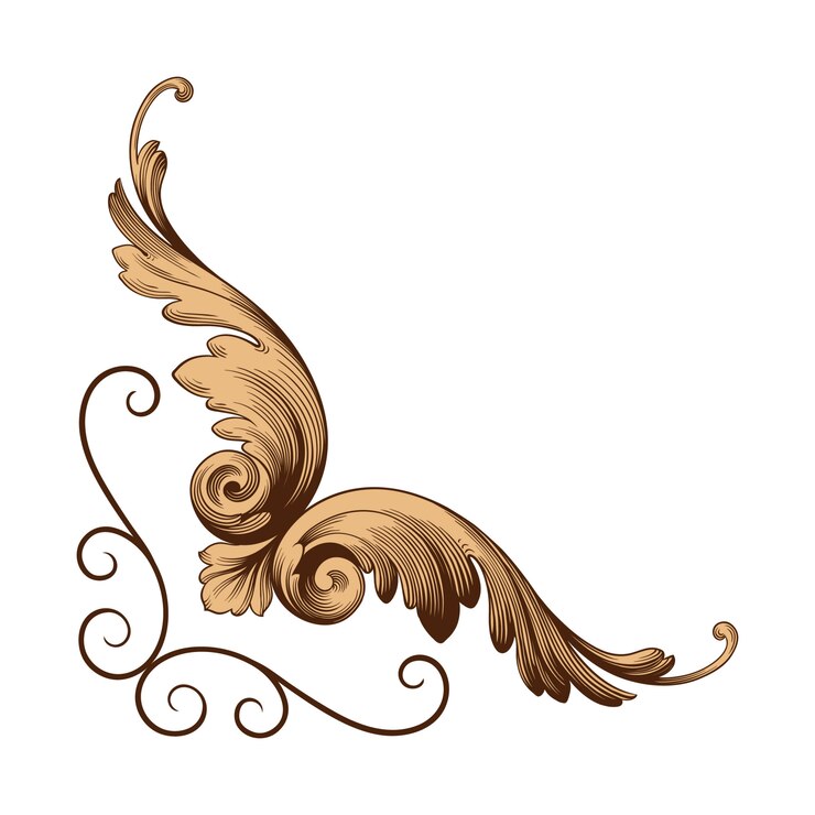 Ornamen barok klasik. Elemen desain dekoratif filigree.
