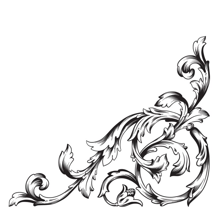 Ornamen barok klasik. Elemen desain dekoratif filigree.