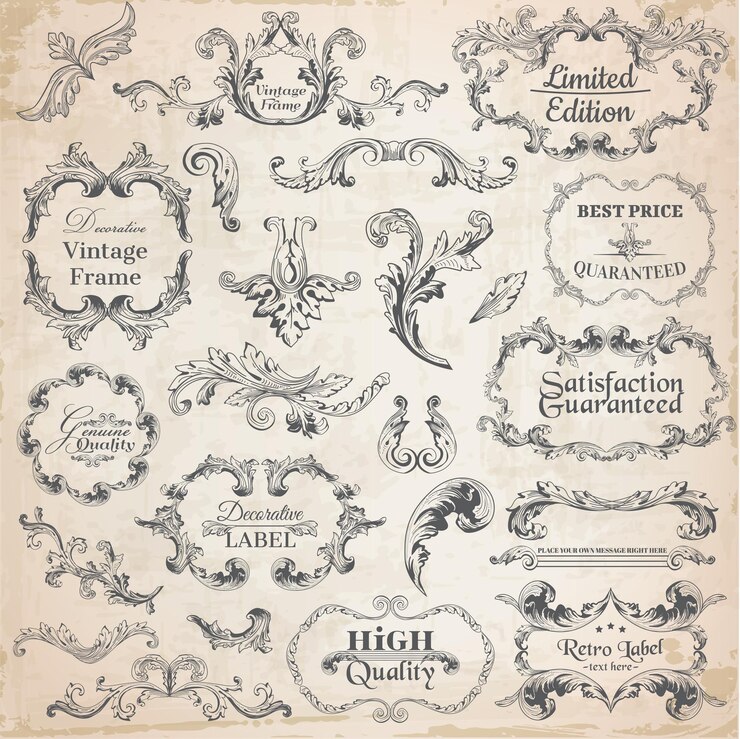 Vector ornamental frame collection with flowers