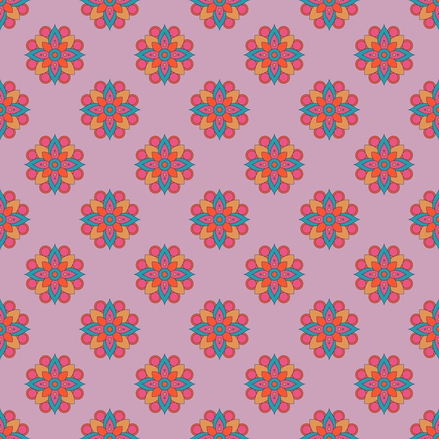 Ornamental round floral background seamless pattern