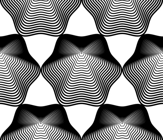 Ornate vector monochrome abstract background with black lines. Symmetric decorative graphical pattern, geometric illustration.