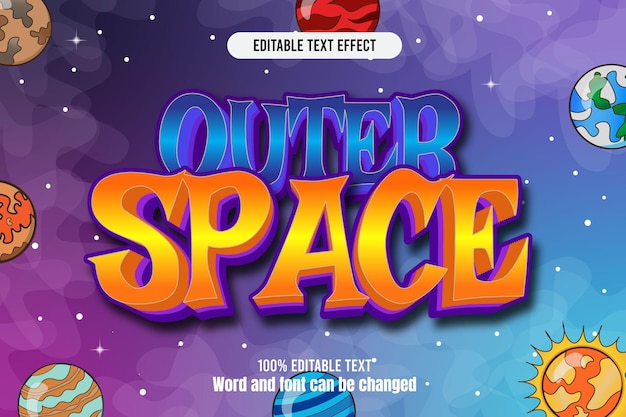 Outer Space editable text effect 3d emboss cartoon