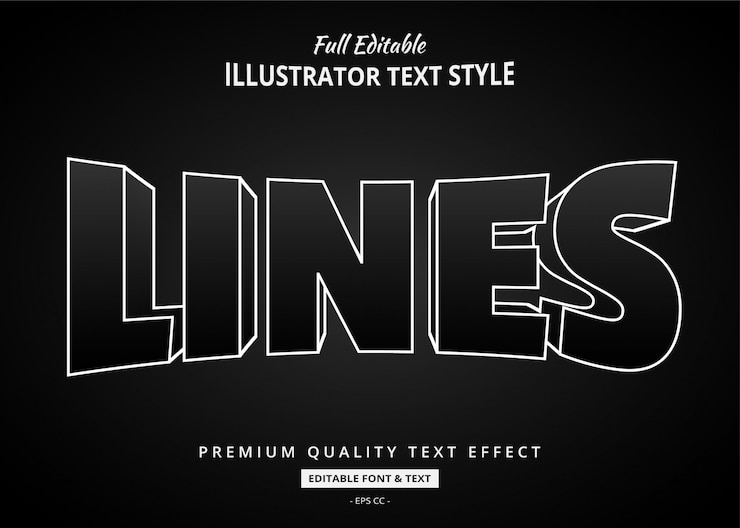 Vector outline 3d text style effect