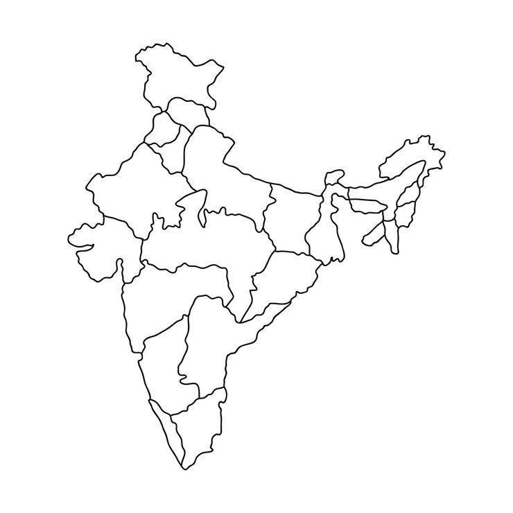 Outline Simple Map of IndiaMap of india regional divisionVector