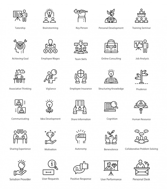 Outline Vector Icons of Human Resource