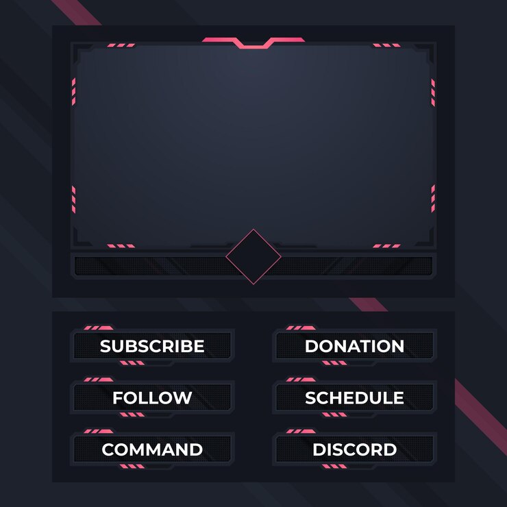 Vector overlay webcam dan panel stream twitch minimalis untuk live streaming