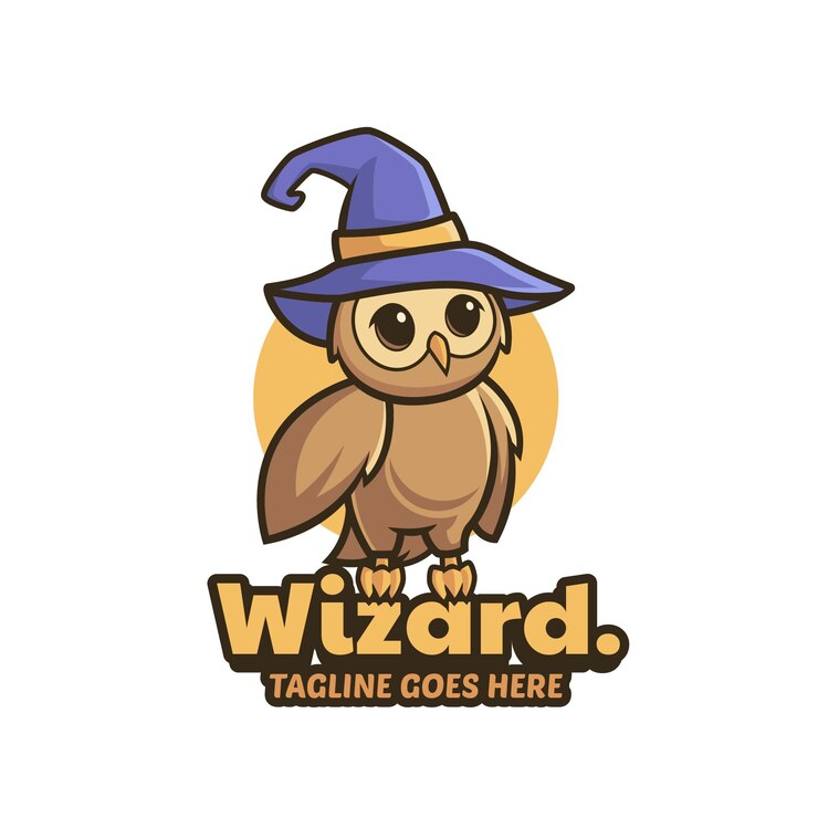 Vector owl wizard logo