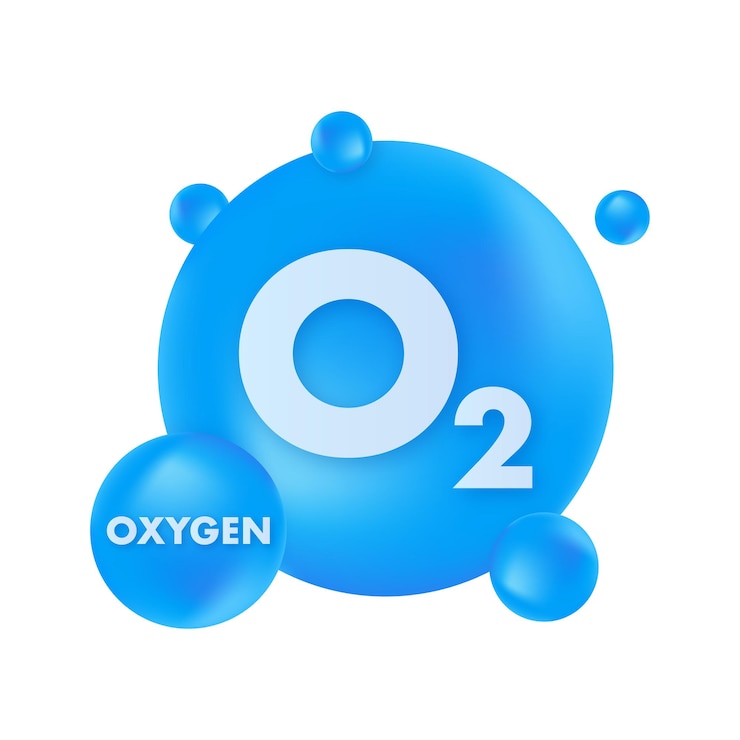 Oxygen molecule o2 with surrounding atoms forming blue sphere