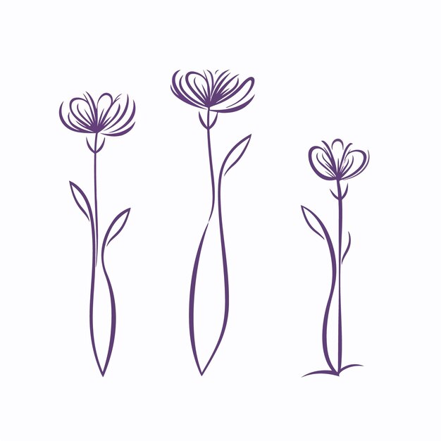 pack of whimsical violet illustrations in vector format