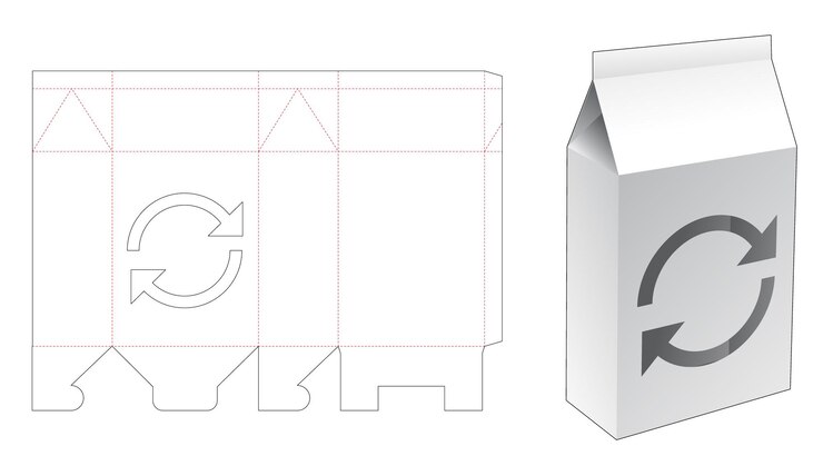Vector packaging with stenciled arrow die cut template