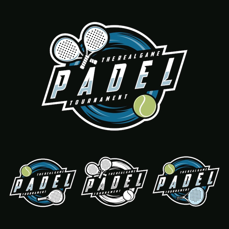 Padel logo badge emblem Emblem set collection vector illustration for a padel club