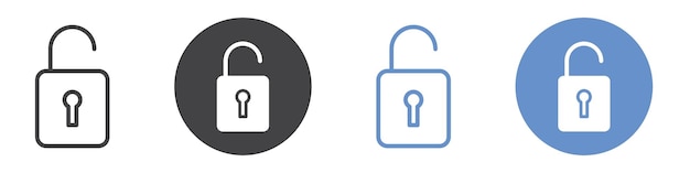 Padlock icon flat line symbol set