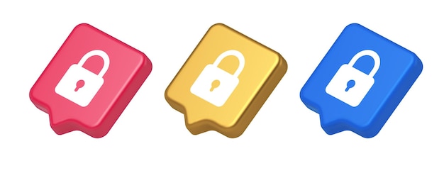 Padlock locking web access button password security protection safe encryption 3d icon