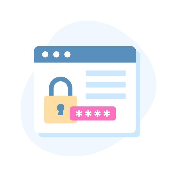 Vector padlock on website showing secure website vector icon illustration