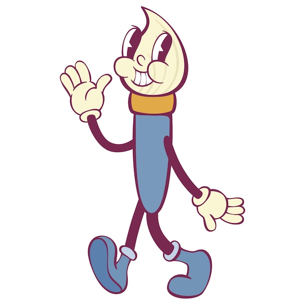 Paint Brush retro groovy mascot