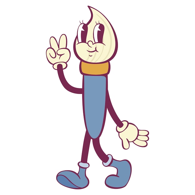 Paint Brush retro groovy mascot