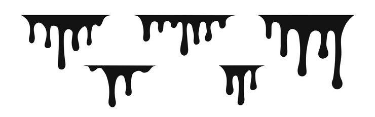 Paint dripping set. Dripping liquid. Paint flows. Current drops. Modern current inks.