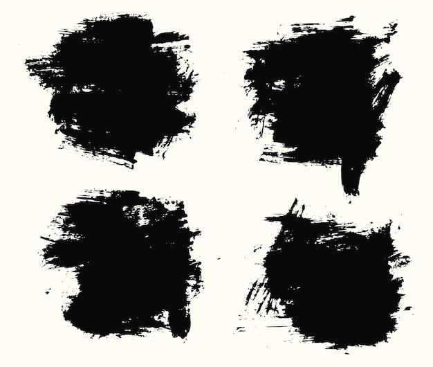 Paint ink black color brush stroke banner template collection