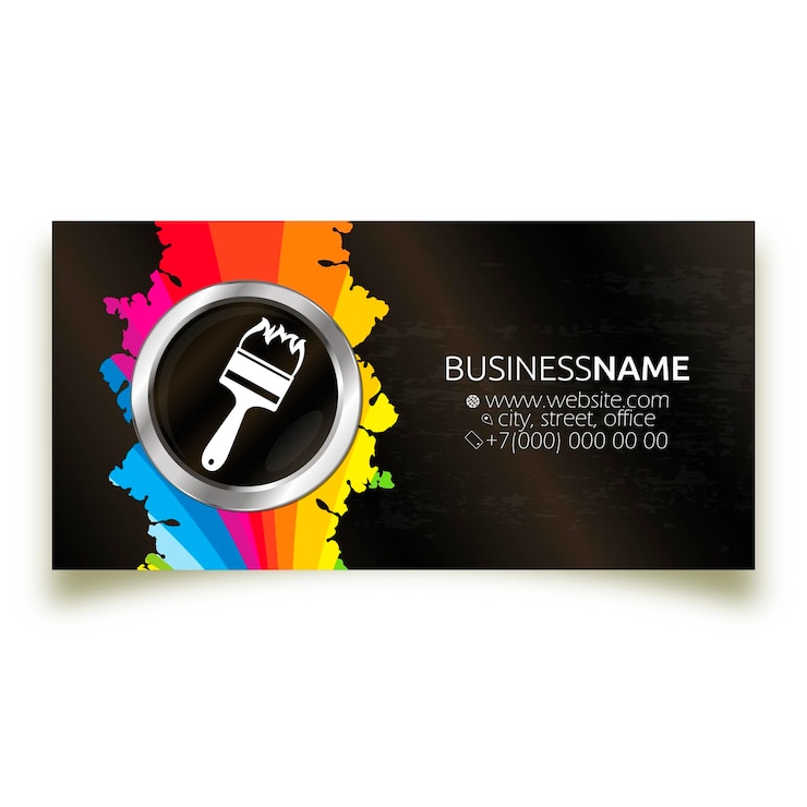 Painters brush and color paint palette House painter business card concept