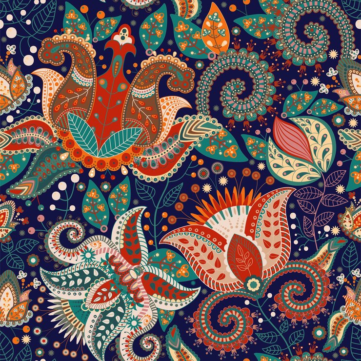 Vector paisley seamless pattern. flowers background, decorative style