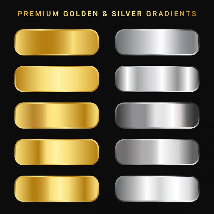 Vector paket gradien premium emas & perak