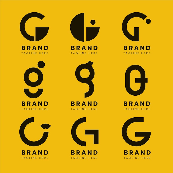Vector paket logo huruf g desain datar
