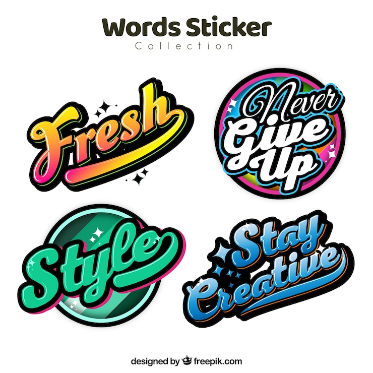 Vector paket stiker kata-kata modern