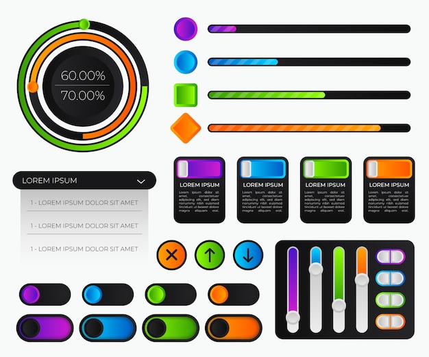 Paket ui kit berwarna gradien