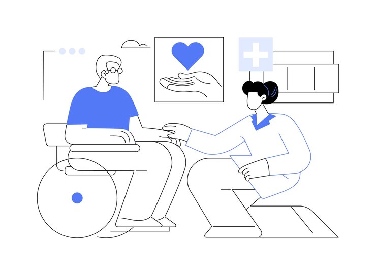 Vector palliative medicine abstract concept vector illustration doctor talking with patient with serious illness in hospice physical medicine and rehabilitation palliative care abstract metaphor