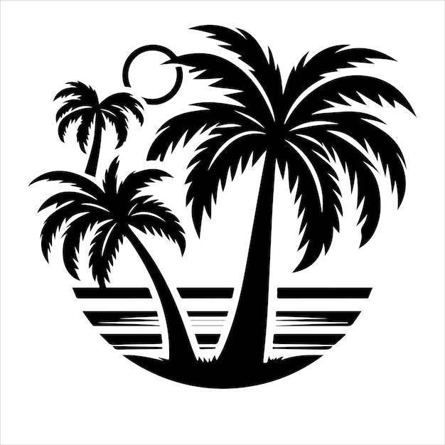 Palm tree vector logo silhouette palm icon vector Beach surfing icon logo design