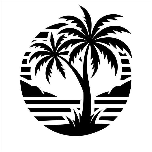 Palm tree vector logo silhouette palm icon vector Beach surfing icon logo design