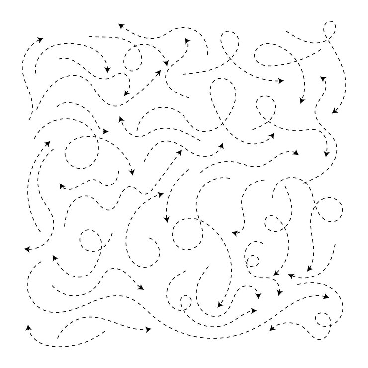 Vector panah digambar tangan dengan berbagai bentuk arah garis hitam set doodle pilihan sketsa jalur kurva