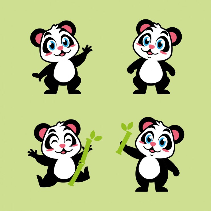 Vector panda cartoon character fun mascot