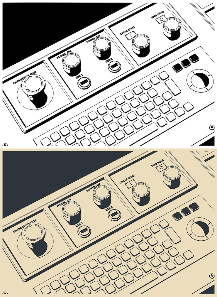 Vector panel kontrol cnc close up
