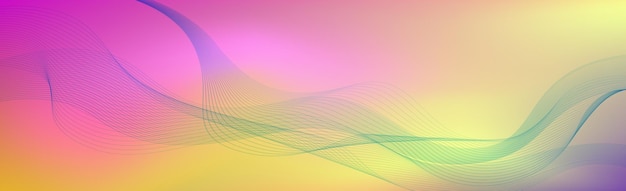 Panoramic colorful abstract stylish multi background with wavy lines Vector