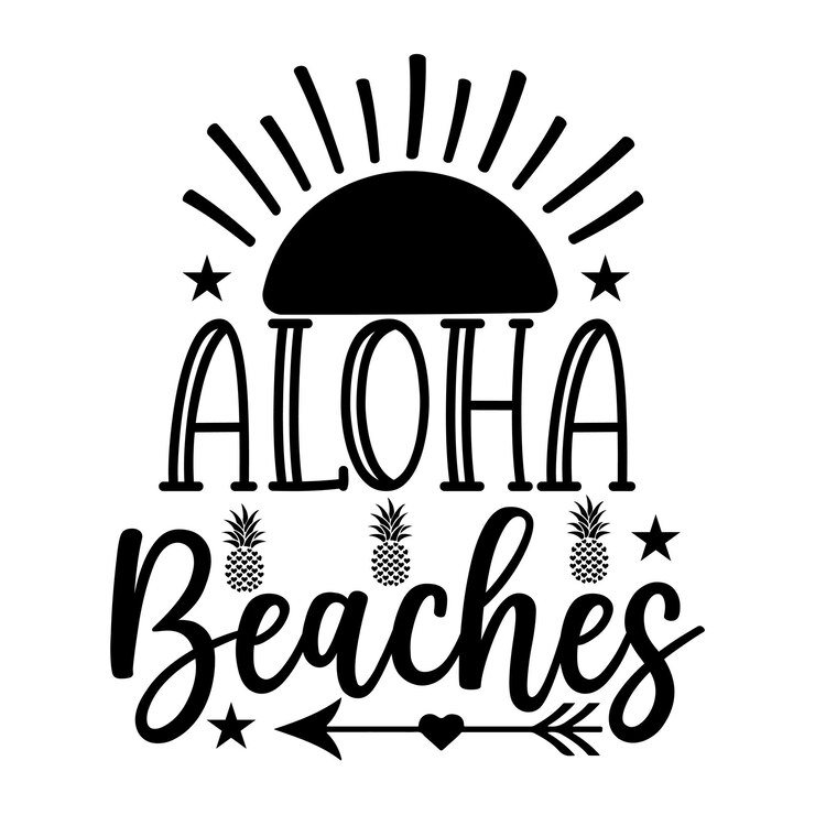 Vector pantai aloha svg desain kaos
