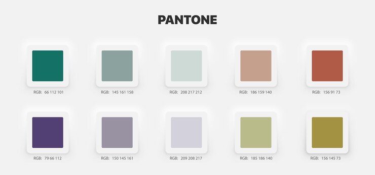 Pantone Colour Guide Palette Catalog Samples in RGB HEX Neomorphism Vector