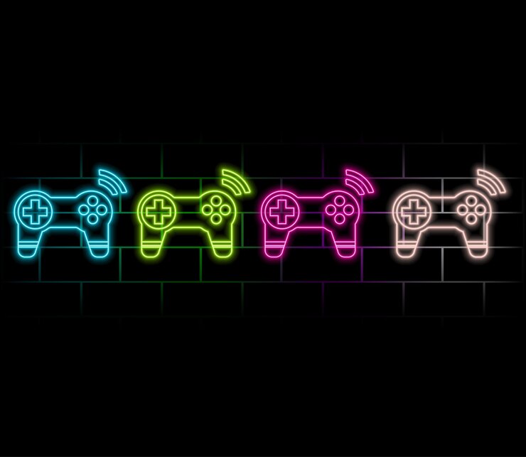 Vector papan nama neon gamepad, banner lampu papan nama yang terang, logo joystick game, emblem neon, ilustrasi vektor