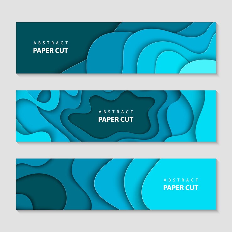 Vector paper cut waves shape abstract template