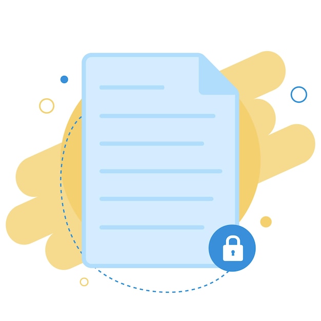 paper list document with lock personal data information protection concept vector flat cartoon