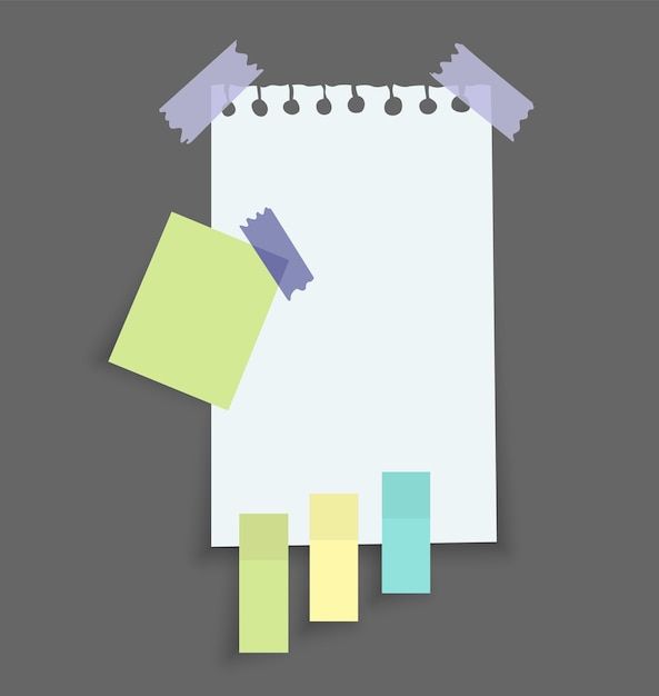 Paper notes stickers. Place for memo messages on paper sheets.