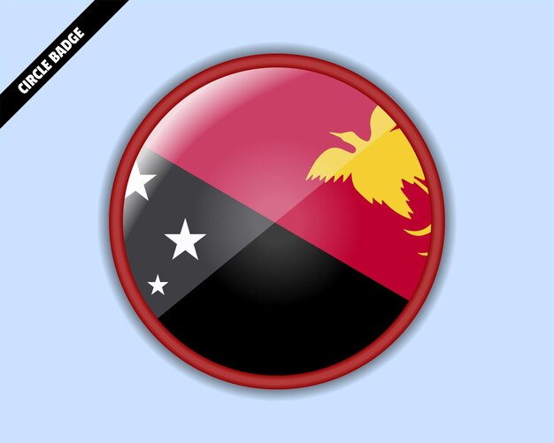 papua new guinea flag circle badge vector design rounded sign with reflection