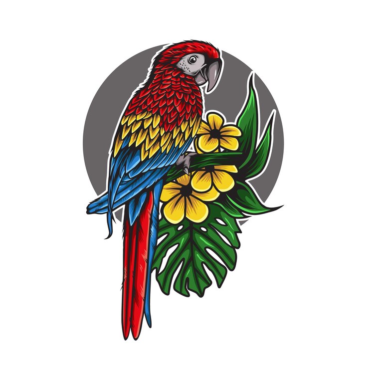 Vector parrot of flower illustration