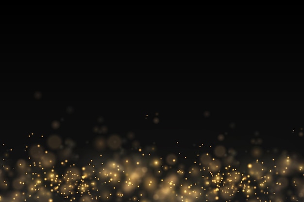 Partikel debu keemasan berkilauan bokeh efek cahaya kilau natal percikan bintang kuning