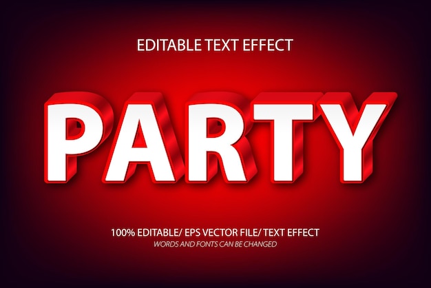 Party editable text effect and editable text style
