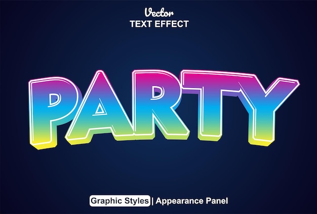 Party text effect with graphic style and editable