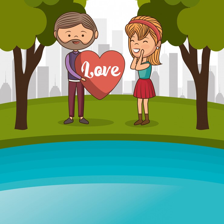 Vector pasangan kekasih di danau